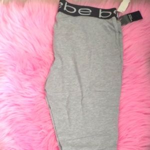 New Bebe Leggings Size Large with Tags Logo Grey/Black